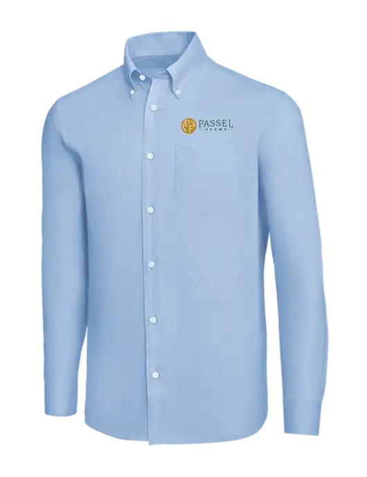 Brooks Brothers Light Blue Wrinkle-Free Stretch Nailhead Shirt w/Passel Farms Logo