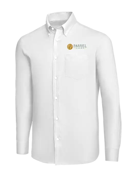 Brooks Brothers White Wrinkle-Free Stretch Nailhead Shirt w/Passel Farms Logo