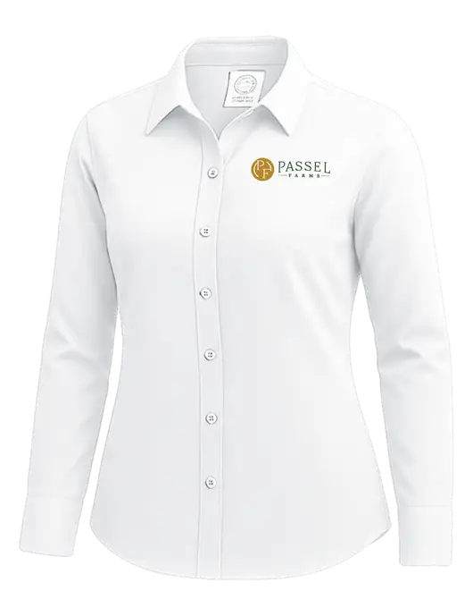 Brooks Brothers Womens White Wrinkle-Free Stretch Nailhead Shirt w/Passel Farms Logo