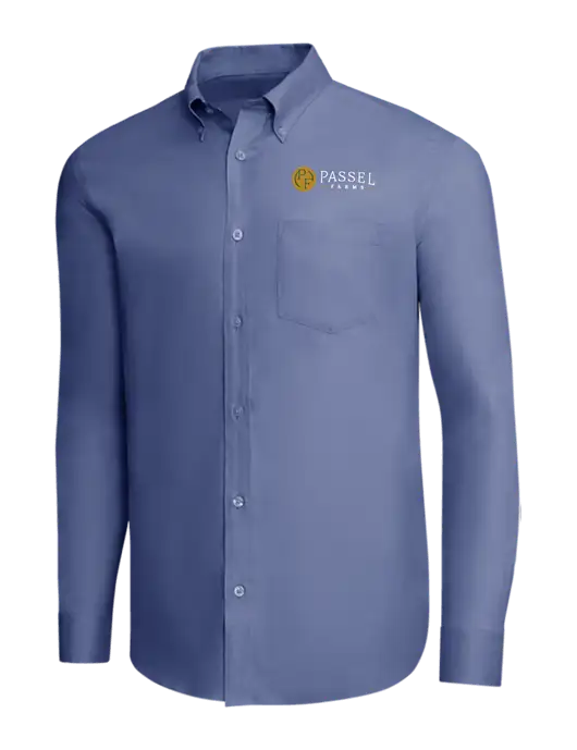 Brooks Brothers Light Navy Wrinkle-Free Stretch Pinpoint Shirt w/Passel Farms Logo
