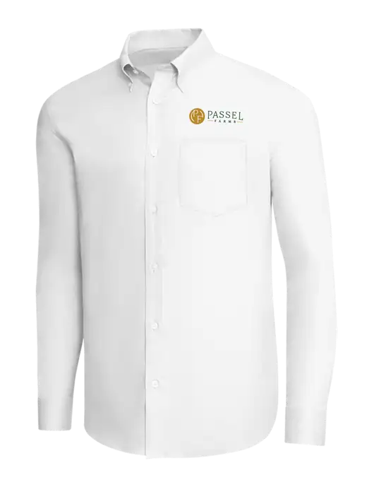 Brooks Brothers White Wrinkle-Free Stretch Pinpoint Shirt w/Passel Farms Logo