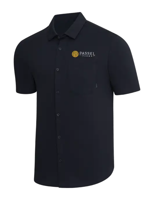 OGIO Black Extend Short Sleeve Button Up Shirt w/Passel Farms Logo