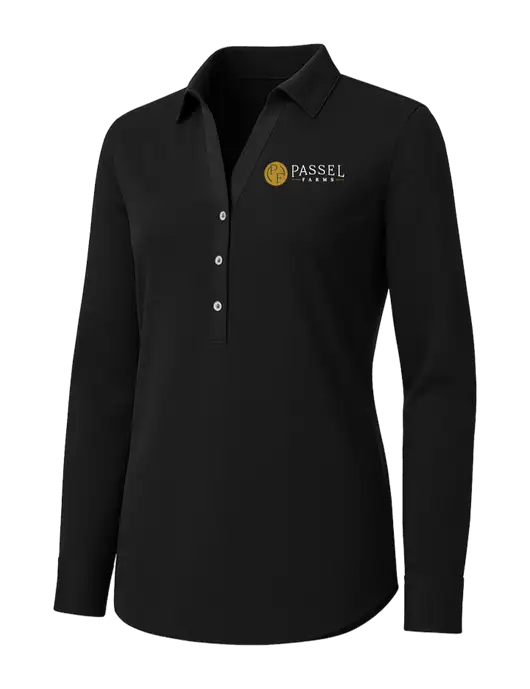Womens Black City Stretch Shirt w/Passel Farms Logo