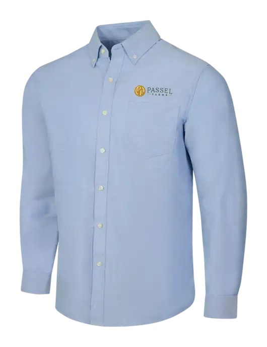 Light Blue SuperPro Oxford Shirt w/Passel Farms Logo
