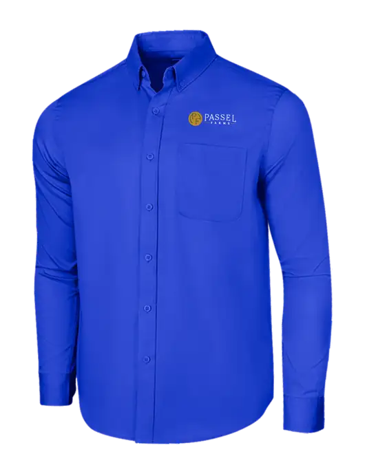 Long Sleeve Dark Royal Superpro React Twill Shirt w/Passel Farms Logo