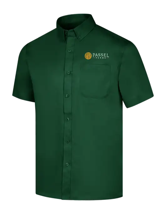 Short Sleeve Dark Green Superpro React Twill Shirt w/Passel Farms Logo