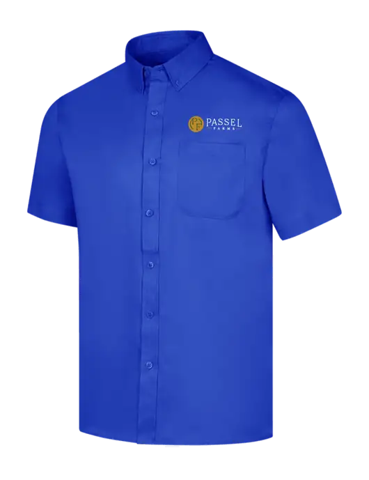 Short Sleeve Dark Royal Superpro React Twill Shirt w/Passel Farms Logo