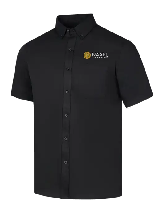 Short Sleeve Deep Black Superpro React Twill Shirt w/Passel Farms Logo