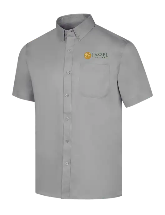 Short Sleeve Light Grey Superpro React Twill Shirt w/Passel Farms Logo