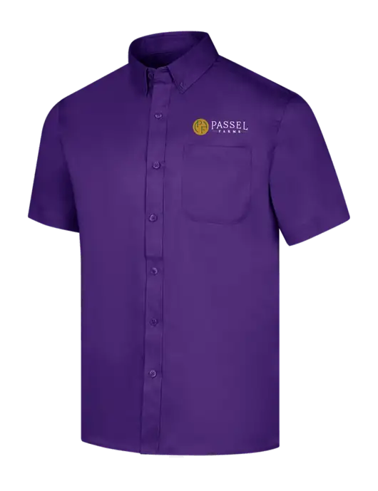 Short Sleeve Purple Superpro React Twill Shirt w/Passel Farms Logo