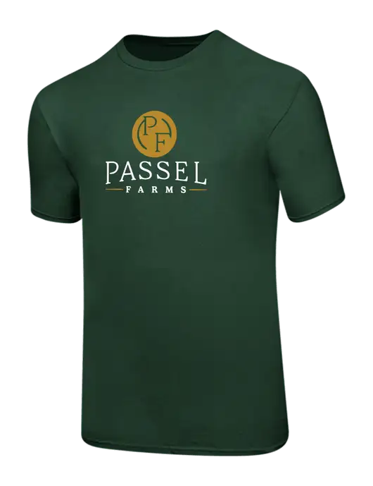 Ring Spun Forest Green 4.5 oz T-Shirt w/Passel Farms Logo