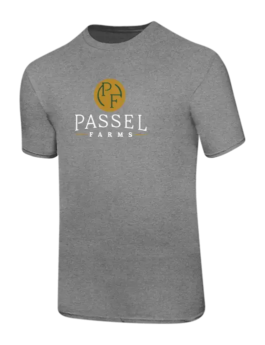 Ring Spun Light Heather Grey 4.5 oz T-Shirt w/Passel Farms Logo