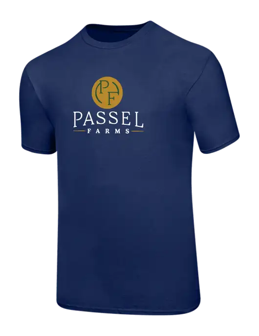 Ring Spun Navy 4.5 oz T-Shirt w/Passel Farms Logo