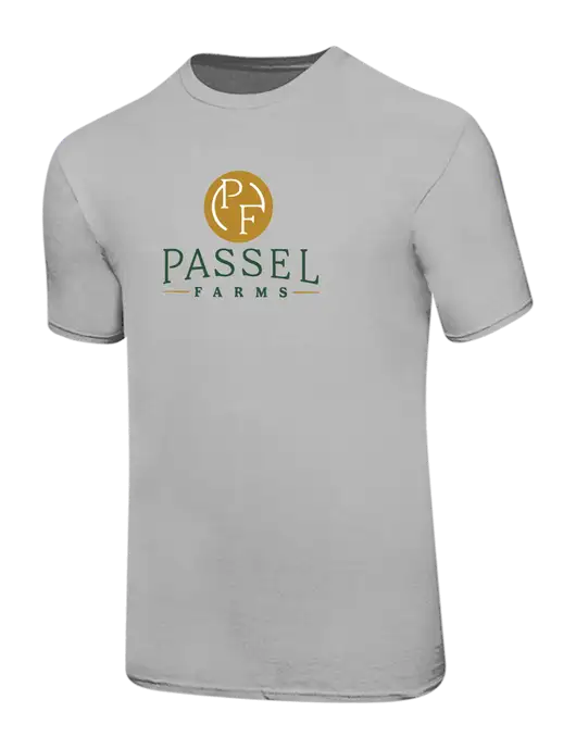 Ring Spun Silver 4.5 oz T-Shirt w/Passel Farms Logo