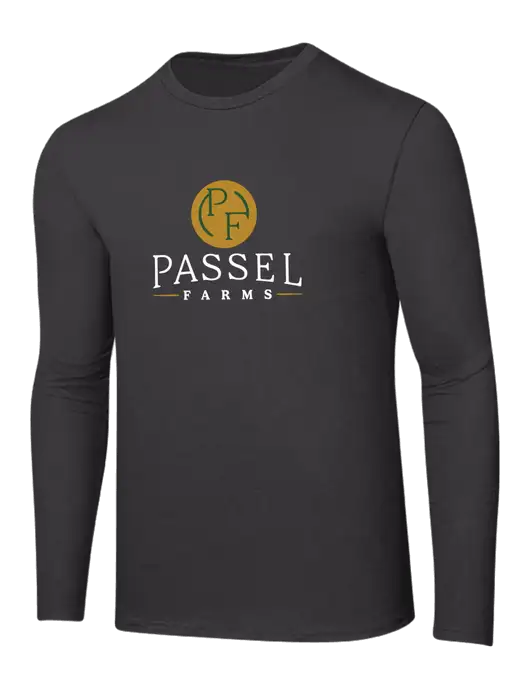 Ring Spun Charcoal 4.5 oz Long Sleeve T-Shirt w/Passel Farms Logo