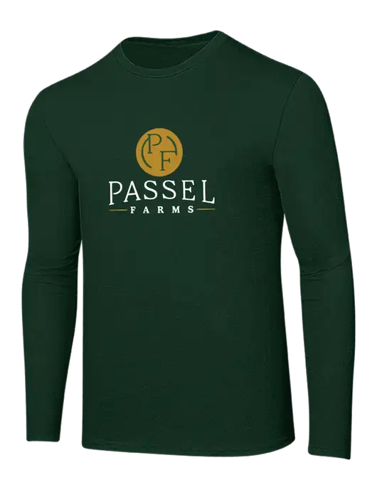 Ring Spun Forest Green 4.5 oz Long Sleeve T-Shirt w/Passel Farms Logo