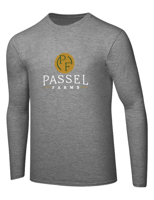 Ring Spun Light Heather Grey 4.5 oz Long Sleeve T-Shirt w/Passel Farms Logo