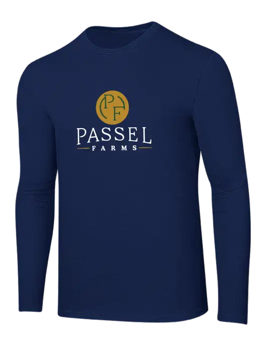 Ring Spun Navy 4.5 oz Long Sleeve T-Shirt w/Passel Farms Logo