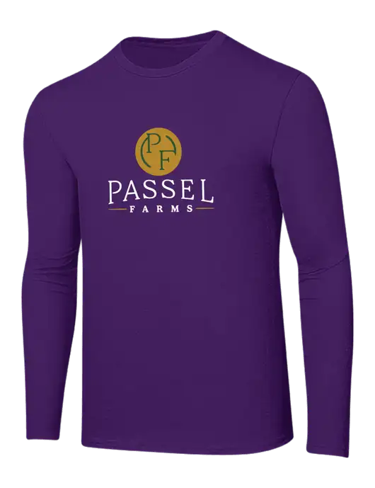 Ring Spun Purple 4.5 oz Long Sleeve T-Shirt w/Passel Farms Logo