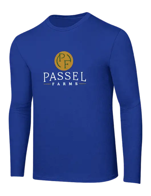 Ring Spun True Royal 4.5 oz Long Sleeve T-Shirt w/Passel Farms Logo