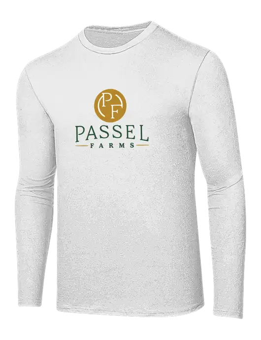 Ring Spun White 4.5 oz Long Sleeve T-Shirt w/Passel Farms Logo