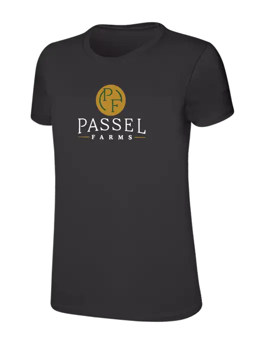 Womens Ring Spun Charcoal 4.5 oz T-Shirt w/Passel Farms Logo