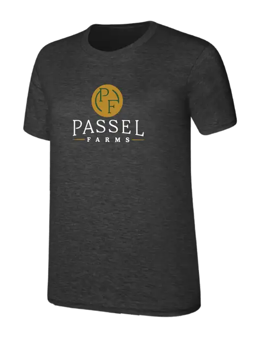 Womens Ring Spun Dark Heather Grey 4.5 oz T-Shirt w/Passel Farms Logo