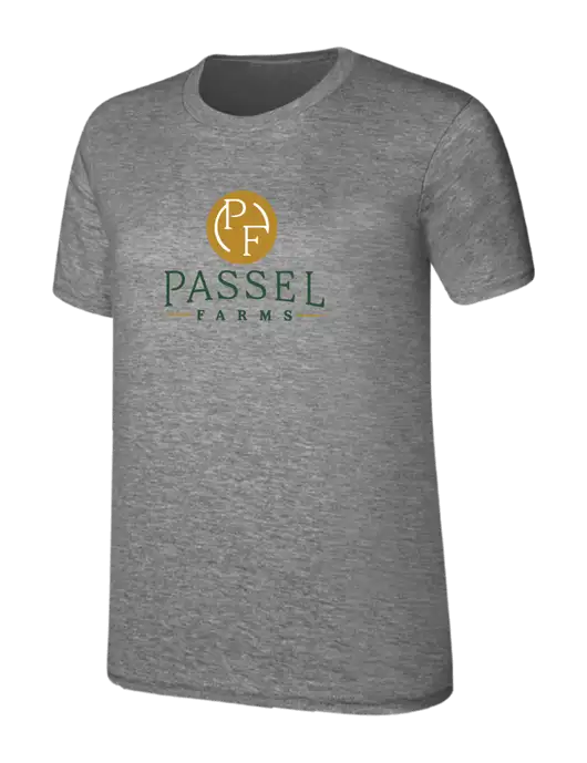 Womens Ring Spun Light Grey Heather 4.5 oz T-Shirt w/Passel Farms Logo