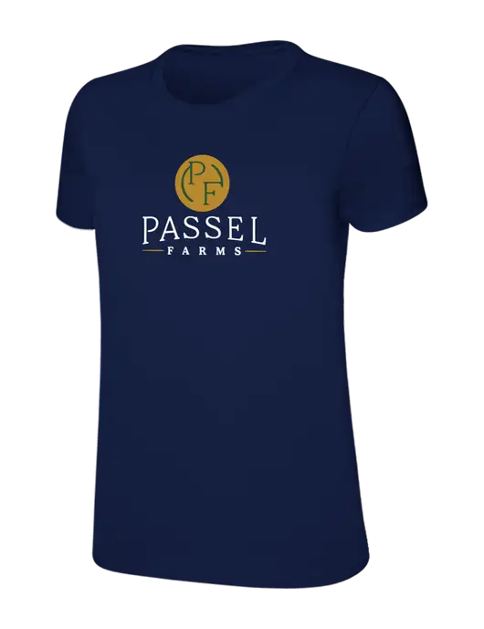 Womens Ring Spun Navy 4.5 oz T-Shirt w/Passel Farms Logo