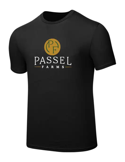 Seriously Soft Black T-Shirt w/Passel Farms Logo