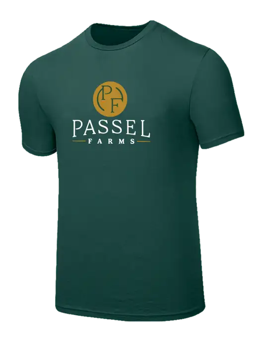 Seriously Soft Dark Green T-Shirt w/Passel Farms Logo