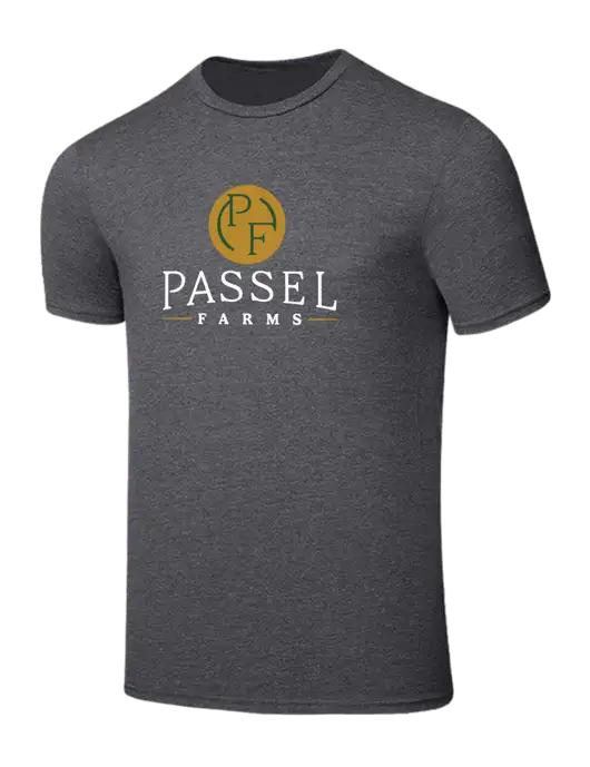 Seriously Soft Heathered Charcoal T-Shirt w/Passel Farms Logo