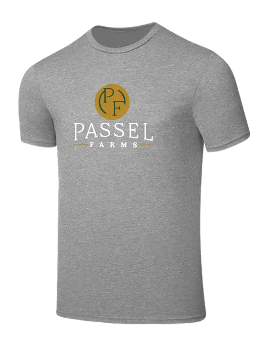 Seriously Soft Light Heather Grey T-Shirt w/Passel Farms Logo