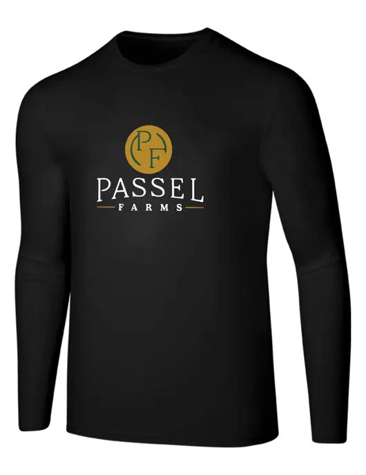 Seriously Soft Black Long Sleeve T-Shirt w/Passel Farms Logo