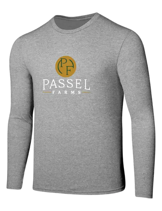 Seriously Soft Light Heathered Grey Long Sleeve T-Shirt w/Passel Farms Logo