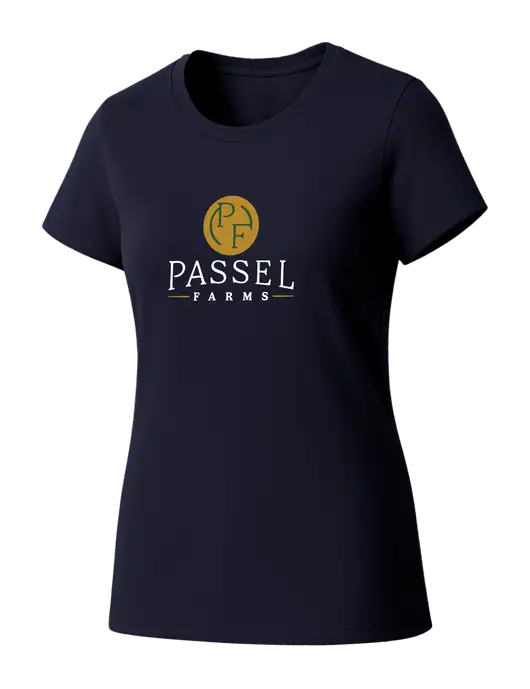 Womens Seriously Soft New Navy T-Shirt w/Passel Farms Logo