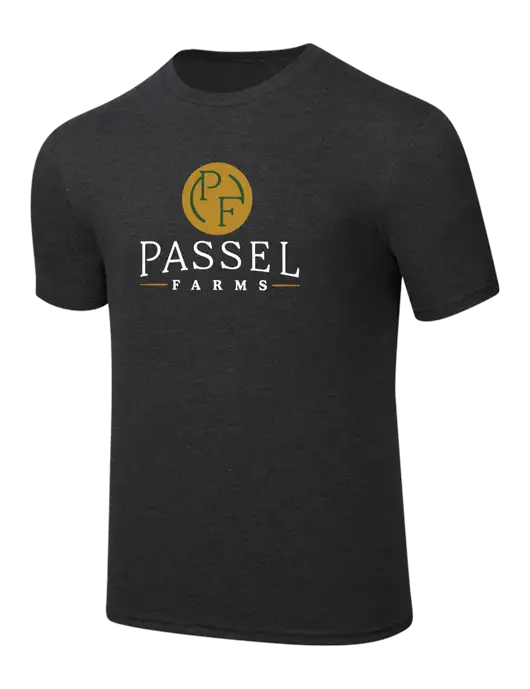 Simply Soft Black Frost 4.5oz  Poly/Combed Ring Spun Cotton T-Shirt w/Passel Farms Logo