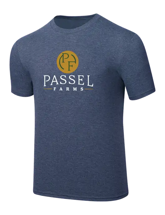 Simply Soft Navy Frost 4.5oz  Poly/Combed Ring Spun Cotton T-Shirt w/Passel Farms Logo