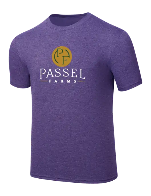 Simply Soft Purple Frost 4.5oz  Poly/Combed Ring Spun Cotton T-Shirt w/Passel Farms Logo