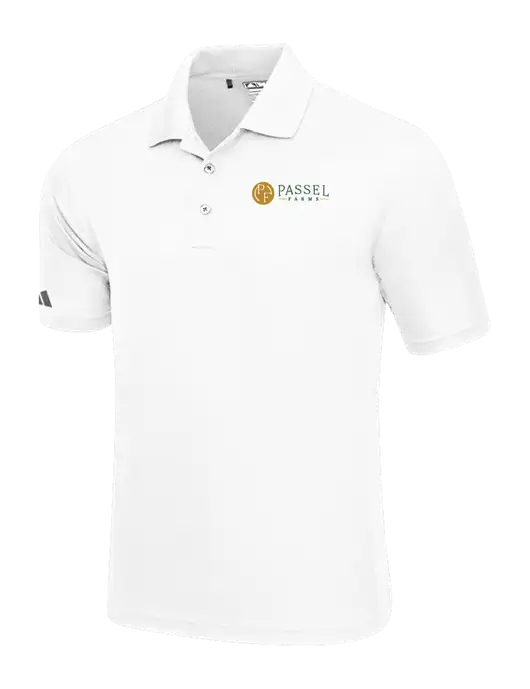 Adidas White Basic Sport Polo w/Passel Farms Logo
