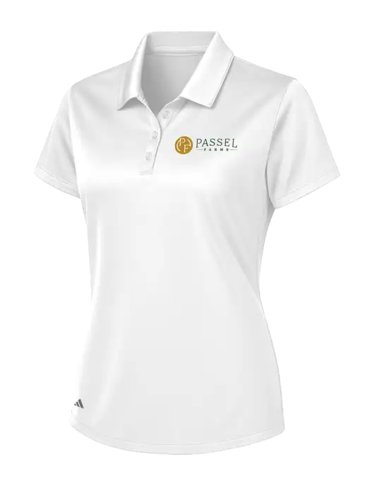 Adidas White Womens Basic Sport Polo w/Passel Farms Logo