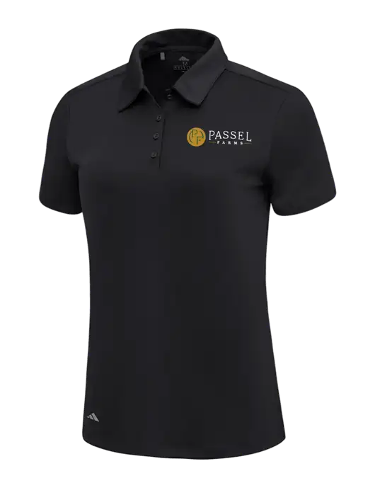 Adidas Black Womens Ultimate Solid Polo w/Passel Farms Logo