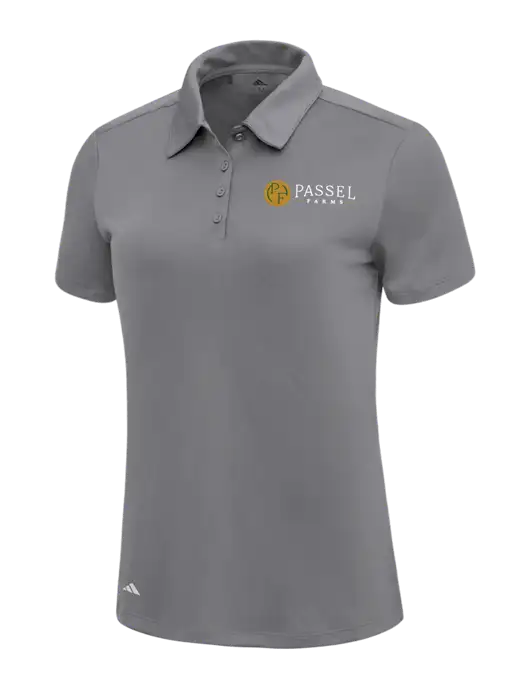 Adidas Medium Grey Womens Ultimate Solid Polo w/Passel Farms Logo