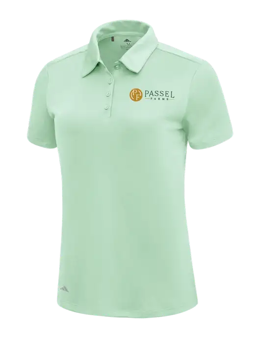 Adidas Very Light Green Womens Ultimate Solid Polo w/Passel Farms Logo