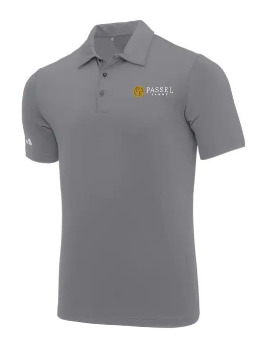 Adidas Medium Grey Ultimate Solid Polo w/Passel Farms Logo