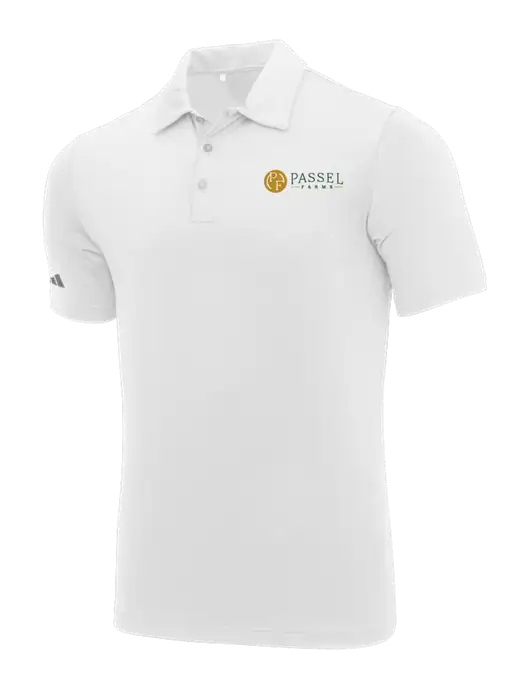 Adidas White Ultimate Solid Polo w/Passel Farms Logo
