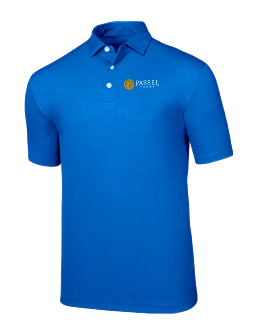Callaway Birdseye Dark Carolina Blue Polo w/Passel Farms Logo