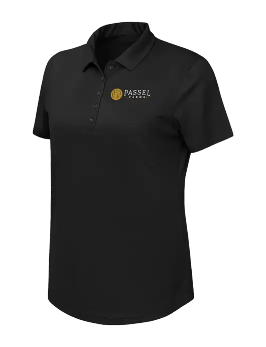 Callaway Womens Birdseye Black Polo w/Passel Farms Logo