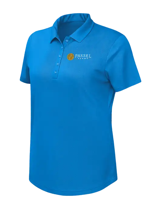Callaway Womens Birdseye Dark Carolina Blue Polo w/Passel Farms Logo