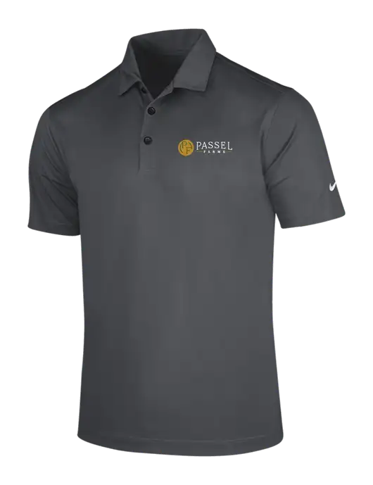 NIKE Dark Grey Dri-Fit Vertical Mesh Polo w/Passel Farms Logo